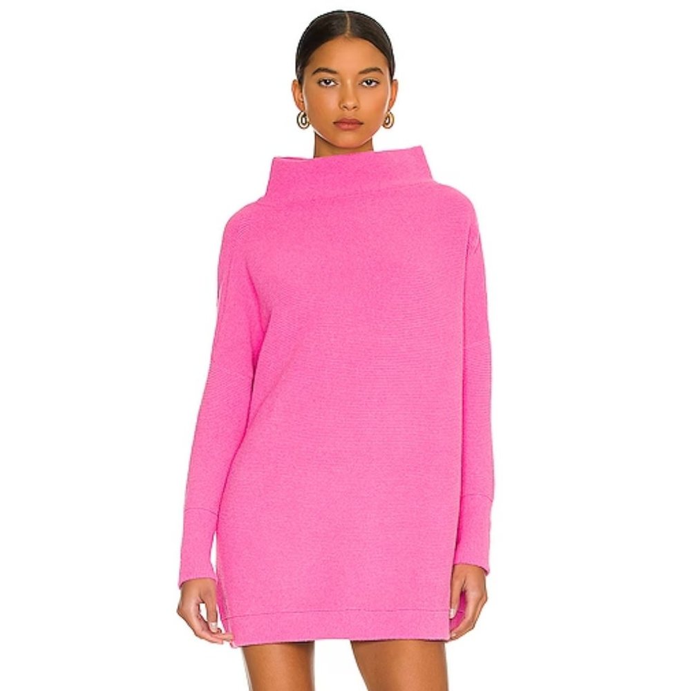 Free People Ottoman Slouchy Tunic Electric Pink Sweater Dress SMALL